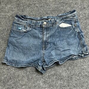 Blue Star Denim Shorts Womens Size 16 Blue Butterfly Embroidered Casual Stretch